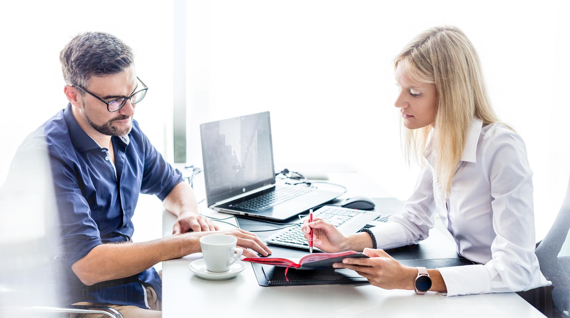Advisor reviewing financial plan with client